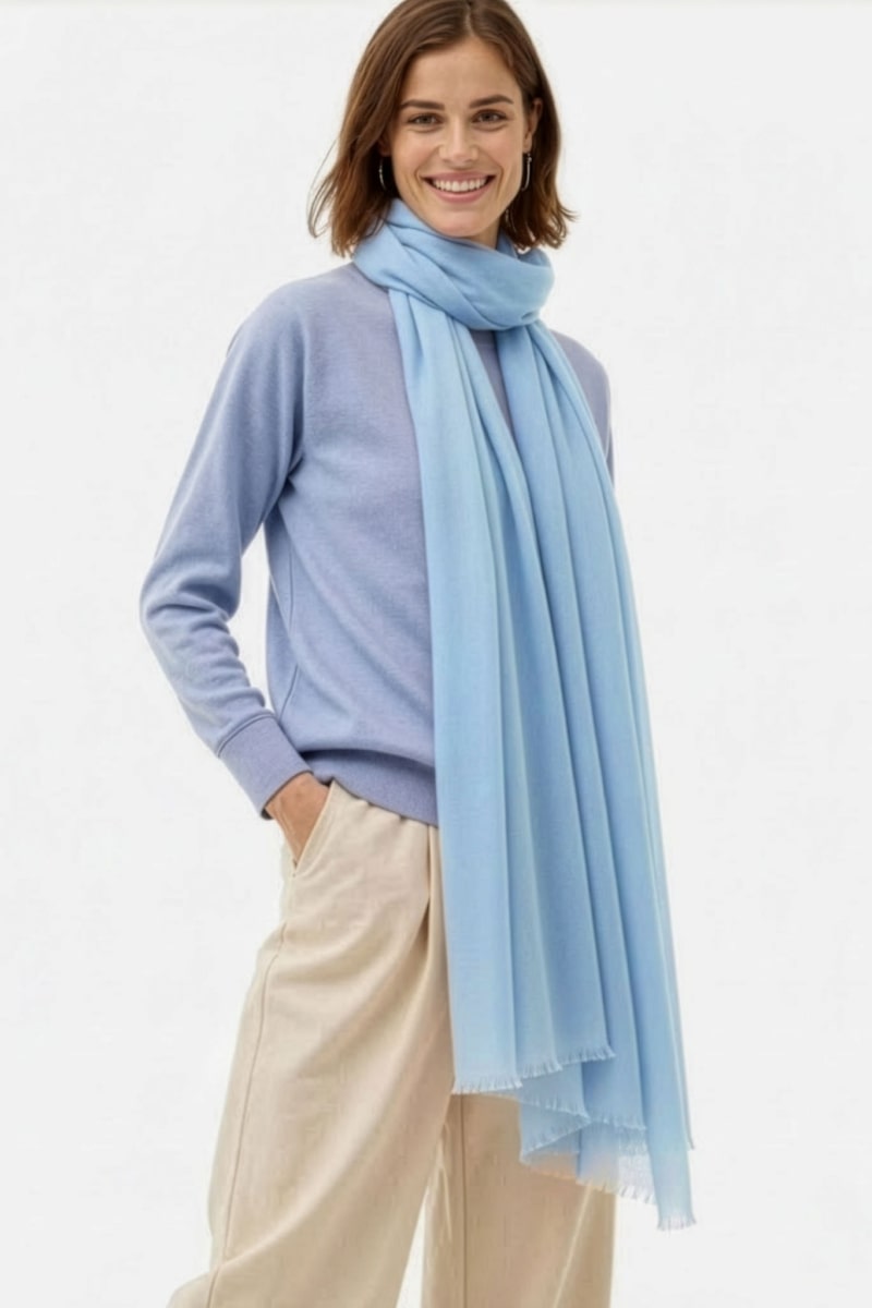 Sky Mist 100% Cashmere Scarf